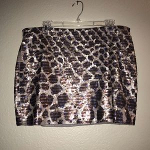 NWOT Express Leopard Sequin Mini Skirt